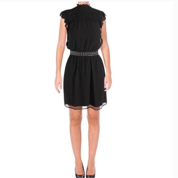 Michael Kors MICHAEL Black, Mock Neck, Studded, Flutter Sleeve Dress - Picture 3 of 3